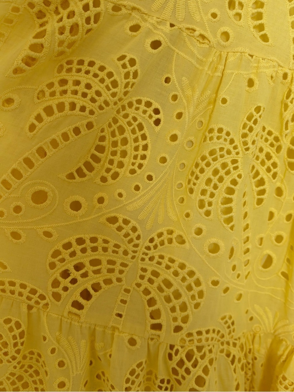 🌸FARM Sunny Yellow Eyelet Tie-Front Maxi Dress size S Boho Chic Resort Coastal - Picture 10 of 15